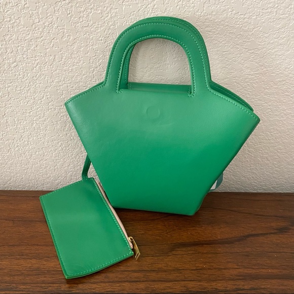 Racing Green Mini DOLL Top Handle Basket Crossbody Bag Satchel w/ Coin Pouch B5 - Picture 8 of 10